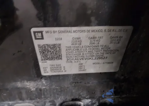 2019 GMC Terrain Slt из США, поврежденный, VIN 3GKALVEV0KL229527